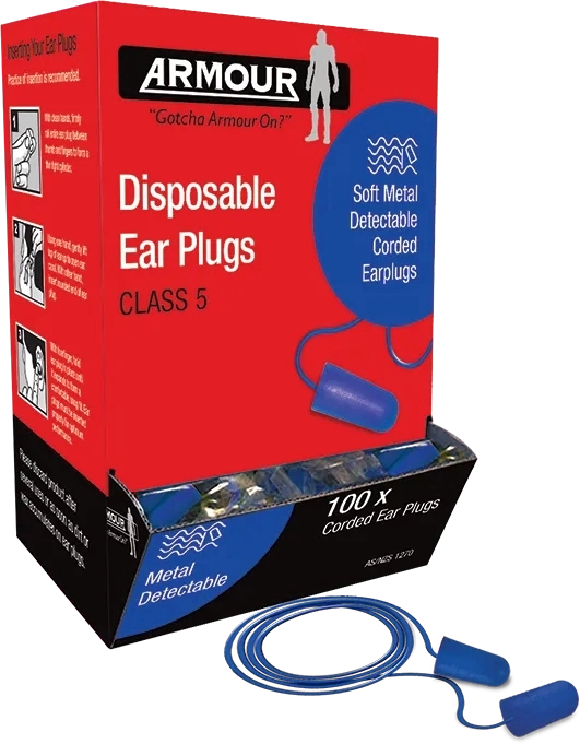 Ear Plugs, Blue Metal Detectable, Class 5, Pack of 100