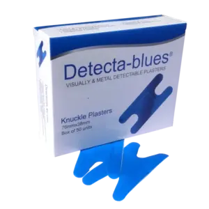 Blue Detectable Shaped Plasters, Knuckle, Finger Tip and Finger Extension Plasters