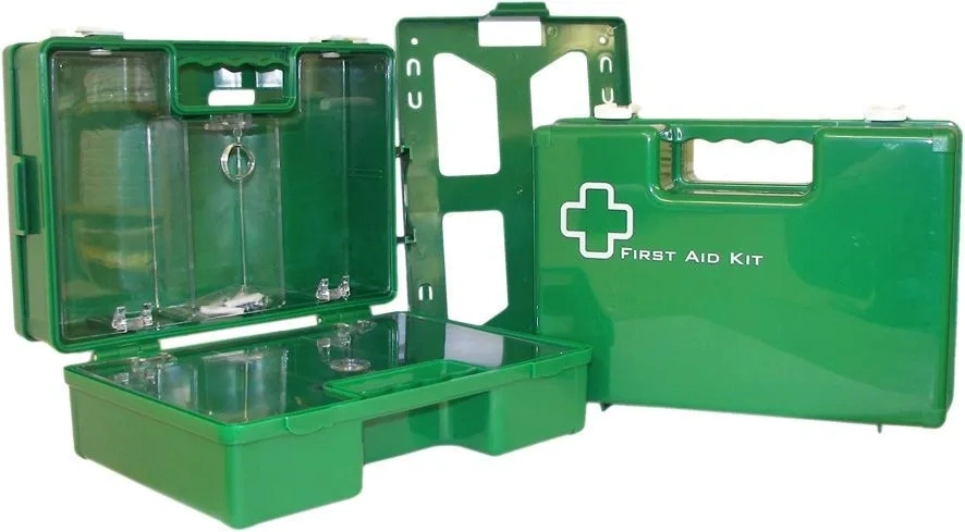 Green First Aid Box With compartments - Wall Mount Bracket