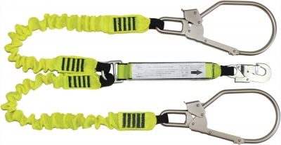 Elasticated Webbing Lanyard Double Leg Giant Steel Hooks
