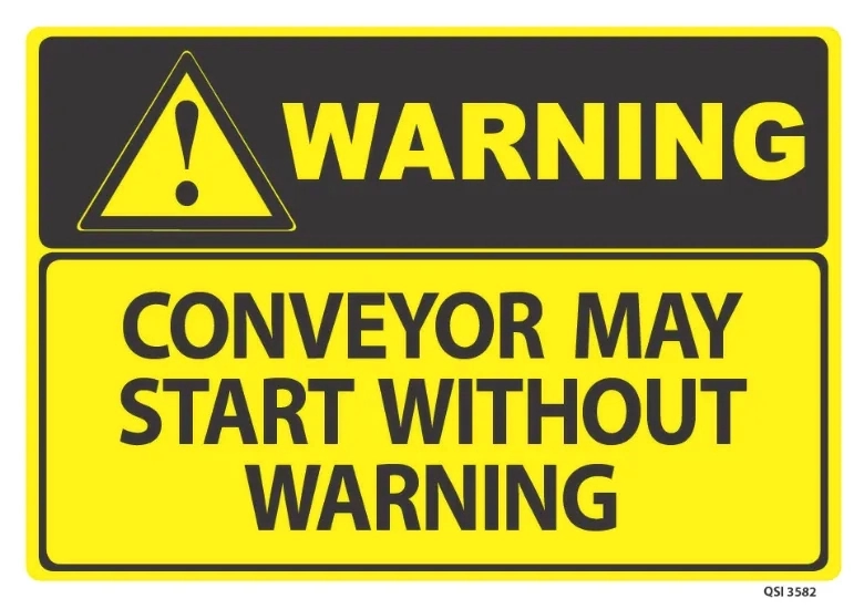 Warning Conveyor May Start Without Warning